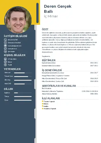 İç Mimar Cv Örnekleri cv indir